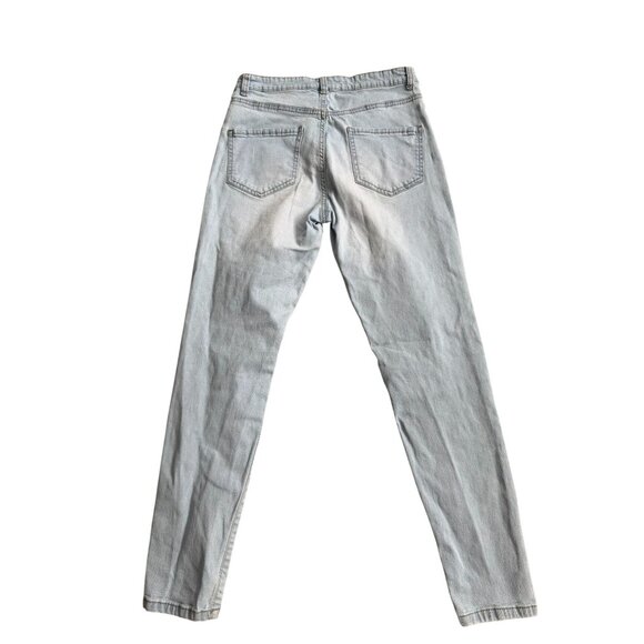CALZEDONIA Distressed Lace Patch Light Wash Jeans Size Medium - Picture 3 of 9
